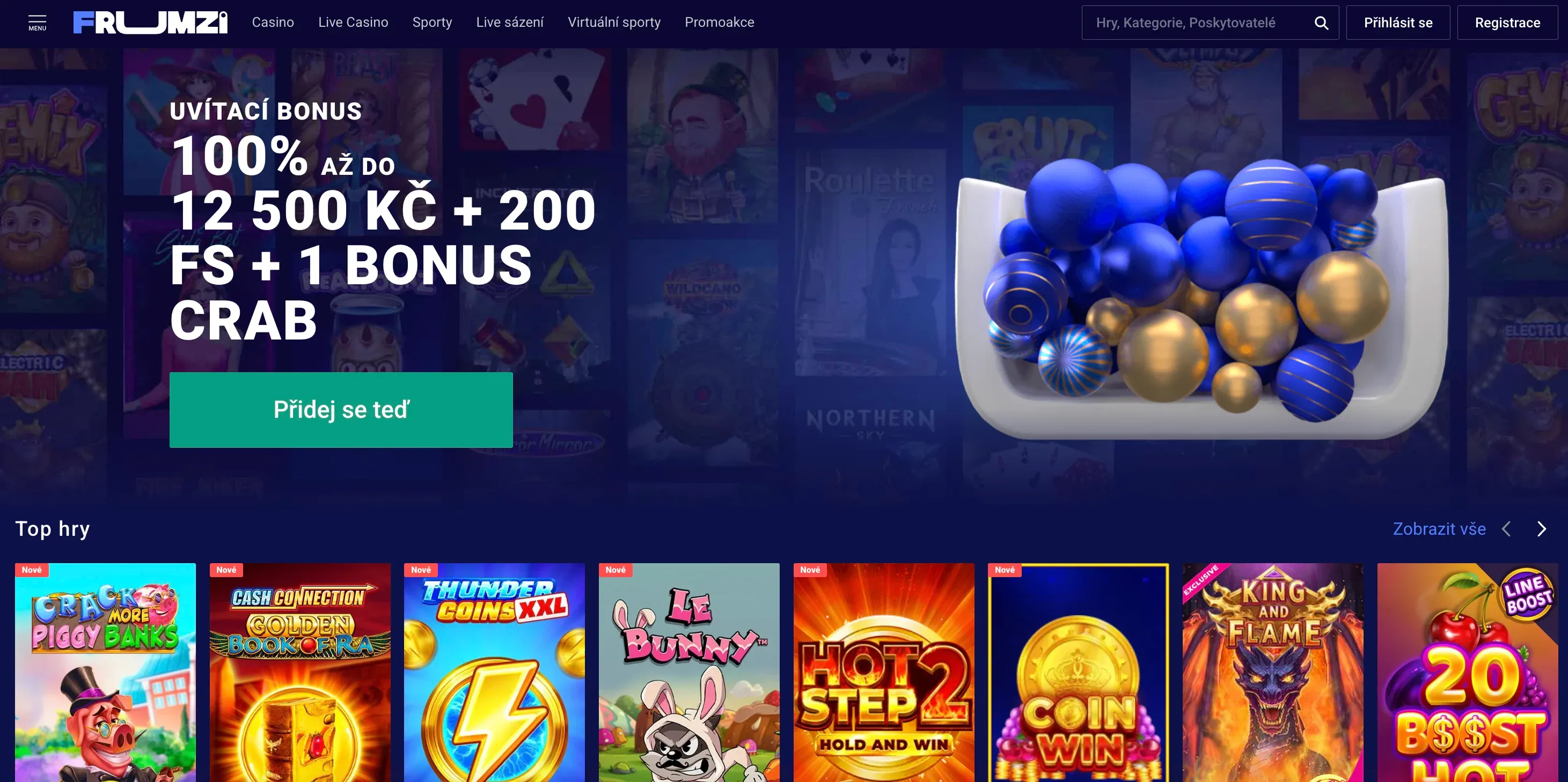 Domovská stránka Frumzi casino